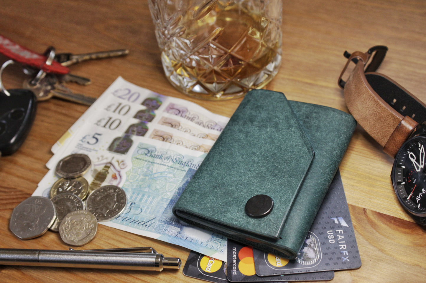 The Shroud - Minimalist Leather EDC Wallet - Ortensia Blue