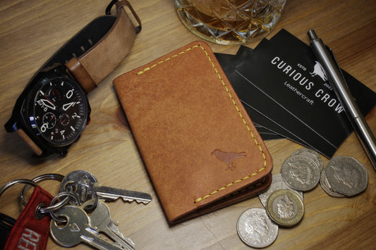 The Baron - Leather Bi-fold Card Holder (Orange)