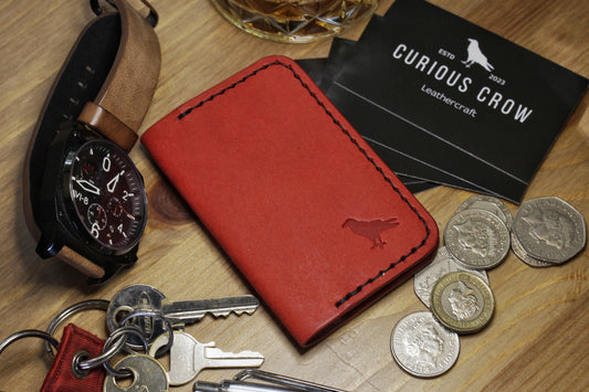 The Baron - Leather Bi-fold Card Holder (Red)