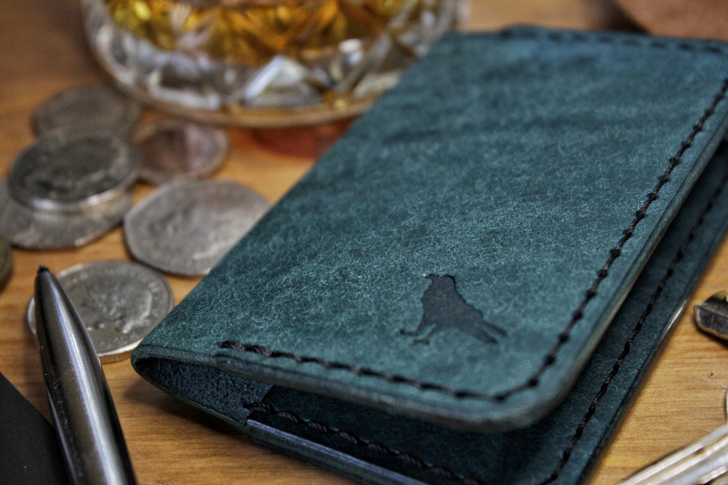 The Baron - Leather Bi-fold Card Holder (Blue)