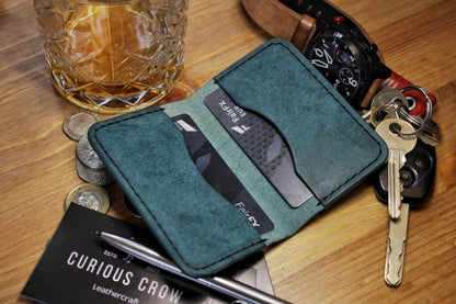 The Baron - Leather Bi-fold Card Holder (Blue)