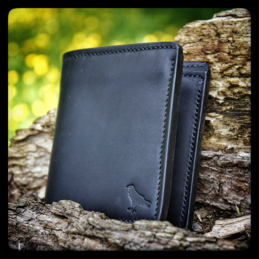 The Baddock Black - Handmade Real Leather Bi Fold Wallet