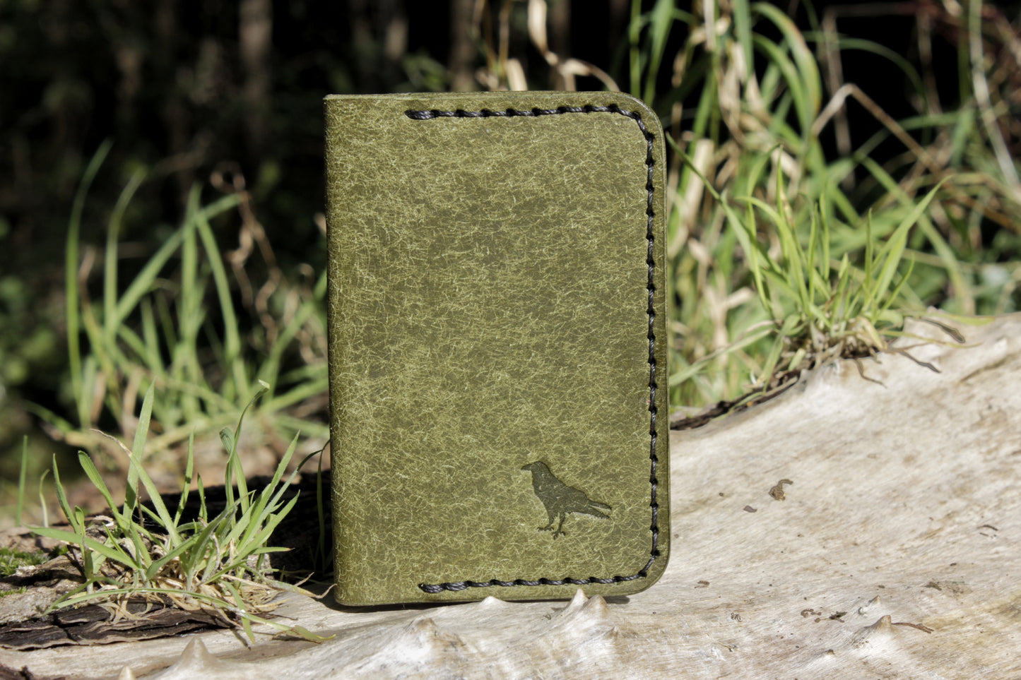 The Baron - Leather Bi-fold Card Holder (Oliva Green)