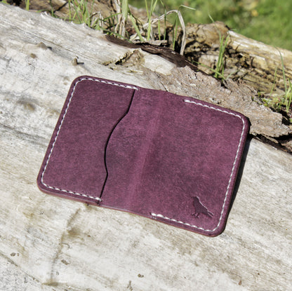 The Baron - Leather Bi-fold Card Holder (Prugna Purple)