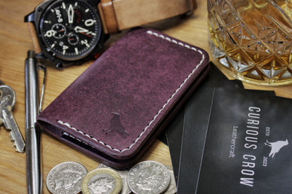 The Baron - Leather Bi-fold Card Holder (Prugna Purple)