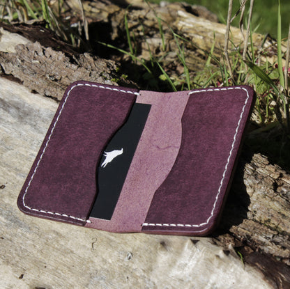 The Baron - Leather Bi-fold Card Holder (Prugna Purple)