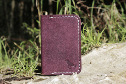 The Baron - Leather Bi-fold Card Holder (Prugna Purple)