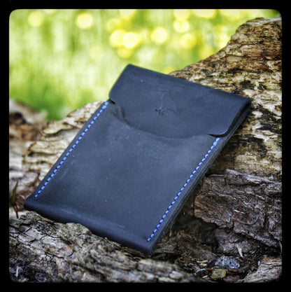 The Pup Onyx (Blue Stitch) - Handmade Minimalist EDC Wallet