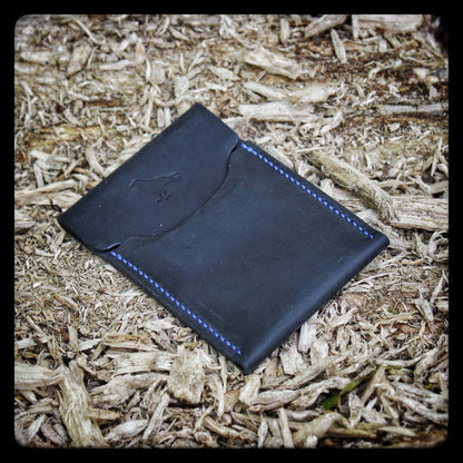 The Pup Onyx (Blue Stitch) - Handmade Minimalist EDC Wallet