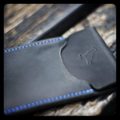 The Pup Onyx (Blue Stitch) - Handmade Minimalist EDC Wallet