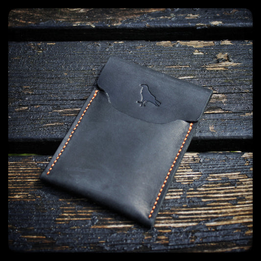 The Pup Onyx (Orange Stitch) - Handmade Minimalist EDC Wallet