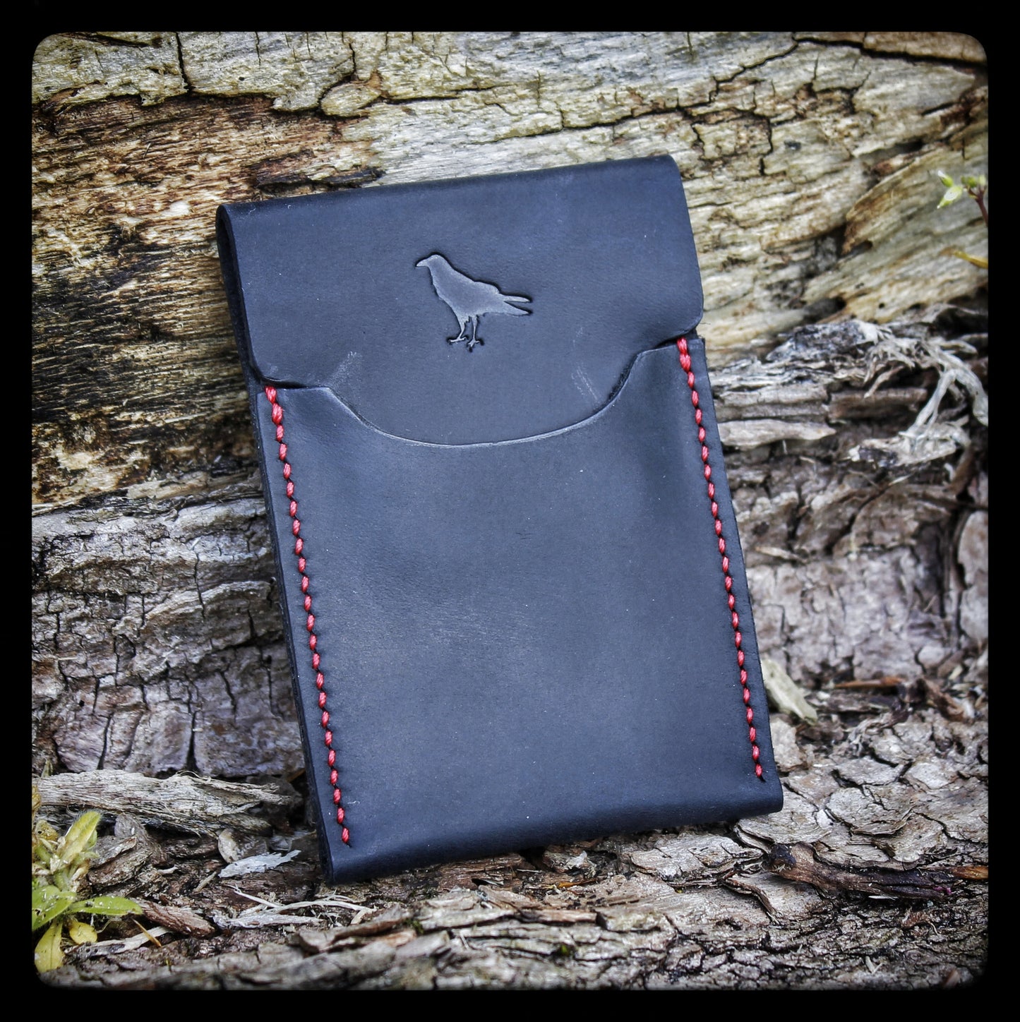 The Pup Onyx (Red Stitch) - Handmade Minimalist EDC Wallet