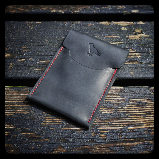 The Pup Onyx (Red Stitch) - Handmade Minimalist EDC Wallet