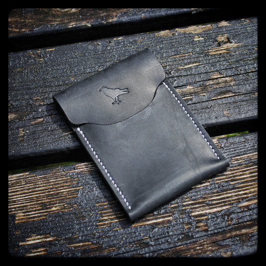 The Pup Onyx (White Stitch) - Handmade Minimalist EDC Wallet