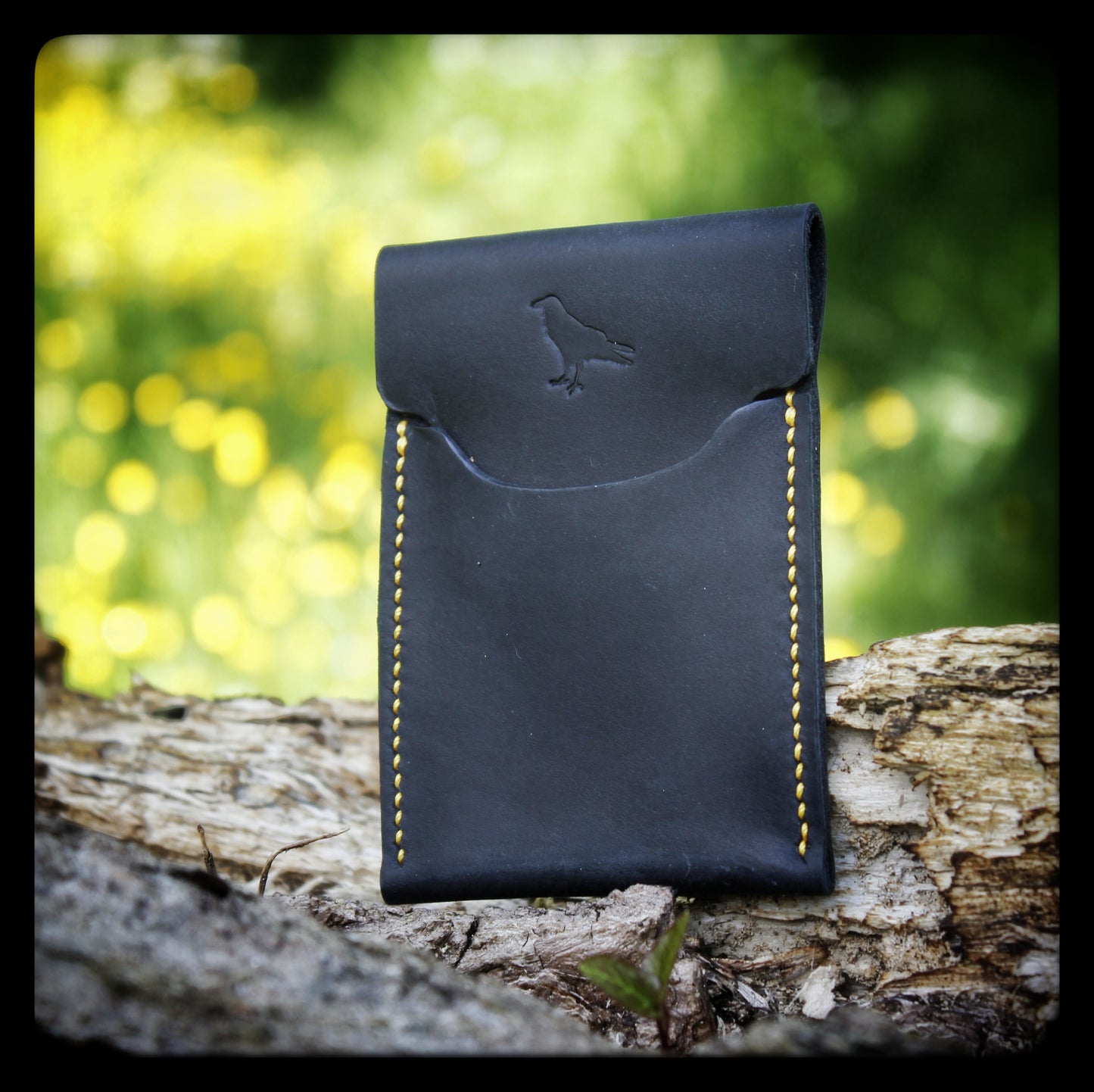 The Pup Onyx (Yellow Stitch) - Handmade Minimalist EDC Wallet