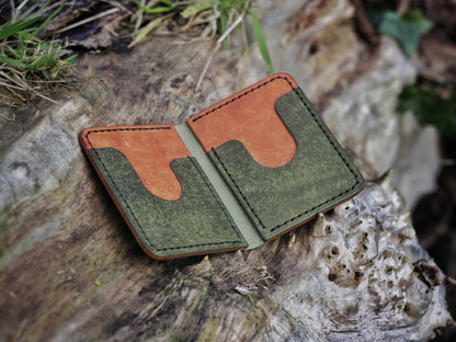 Swarm - Leather Bifold Wallet - Green & Orange