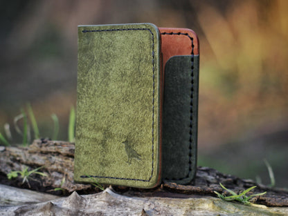 Swarm - Leather Bifold Wallet - Green & Orange