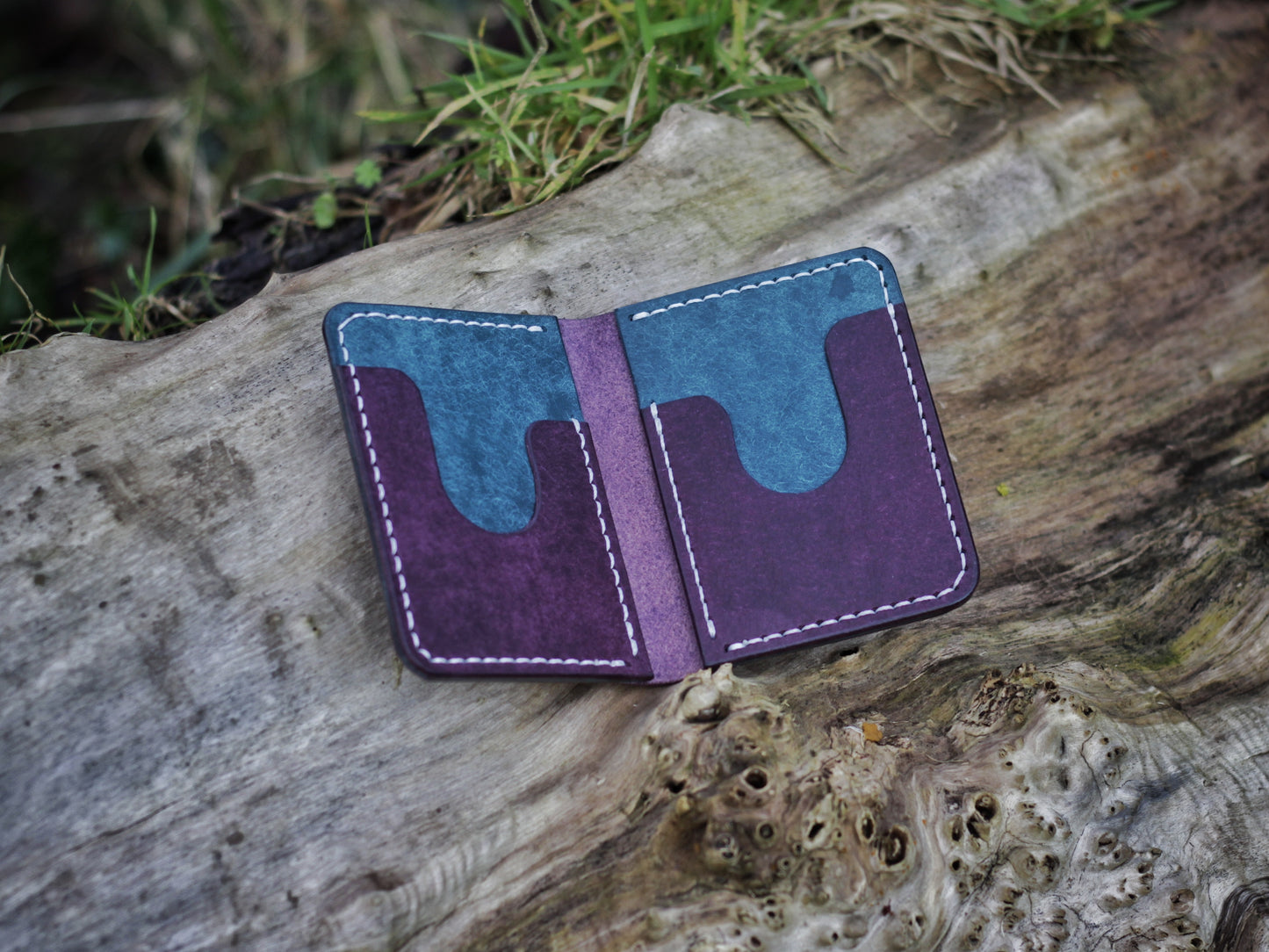 Swarm - Leather Bifold Wallet - Blue & Purple